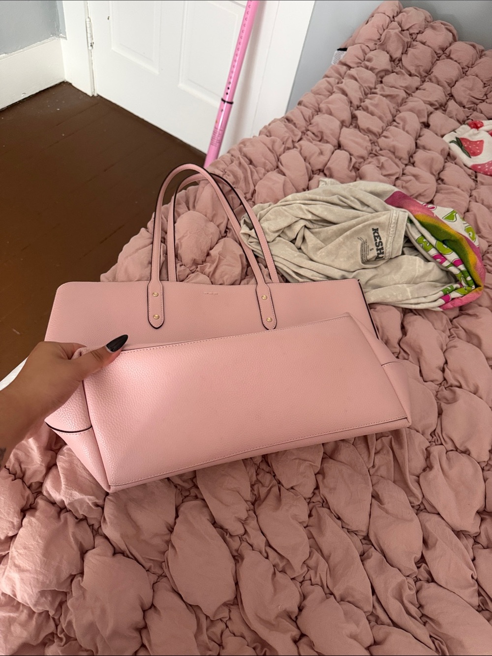 Coach Blush Pink Pebbled Leather Tote - Picture 3 of 4
